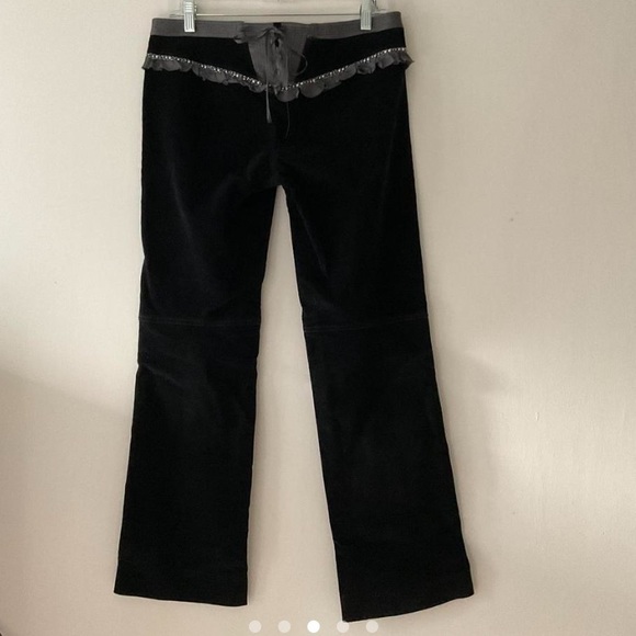 π₯ Y2K SUPER LOW RISE black Corduroy Flares Bootcut Beaded 4 6 Rebecca Taylor - Picture 3 of 6